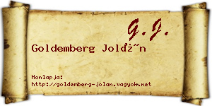 Goldemberg Jolán névjegykártya